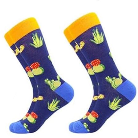 2-pakning stilige jacquardsokker for menn, midt på leggen, bomullsokker for menn, bryllups- og julegave