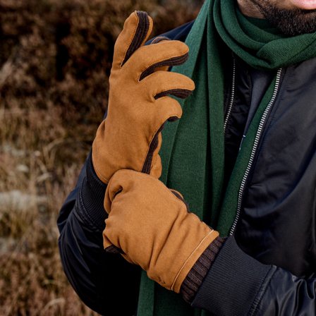 Hiems | Brown Suede Leather Gloves for Men - Winter Gloves