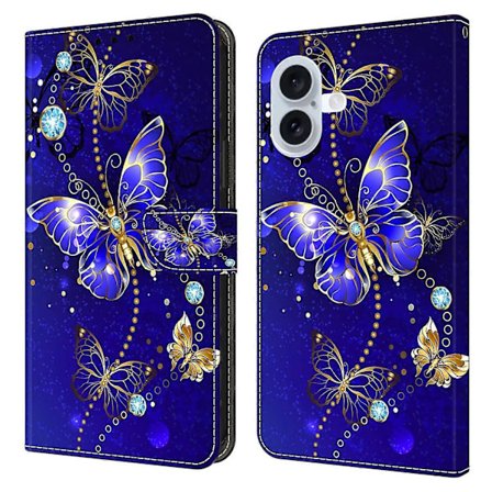 Kompatibel med iPhone 17 Deksel 3D Mønster PU Lær Lommebok Telefondeksel med Stativ