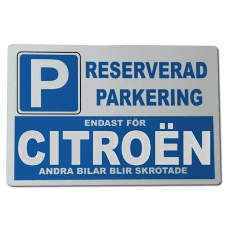Metall plåtskylt med ' Citroen ' design - 30x20 cm skylt