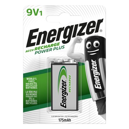 Energizer Recharge Power Plus Batteri laddningsbart, 9 V, Batterier