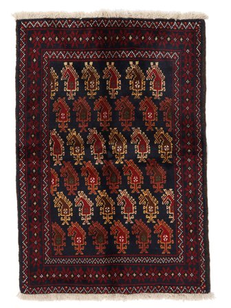 Tappeto Beluch 81X116 Nero/Rosso Scuro (Lana, Persia)