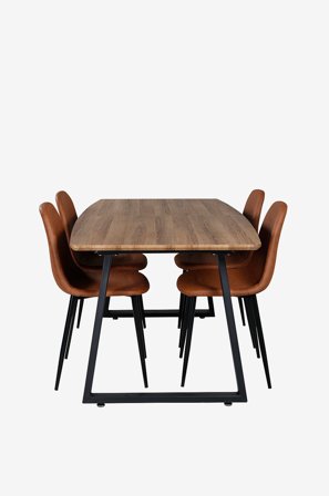 Venture Home - Spisegruppe Inca med 4 spisebordsstole Polar - Brun - Spisegrupper - Fra Homeroom