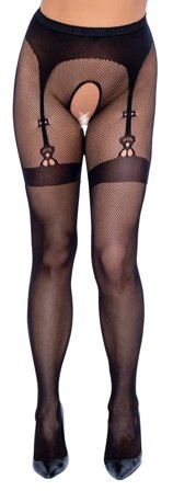 Cottelli Collection: Crotchless Tights One Size - Black - Vuxen: Lingerie & undertøy
