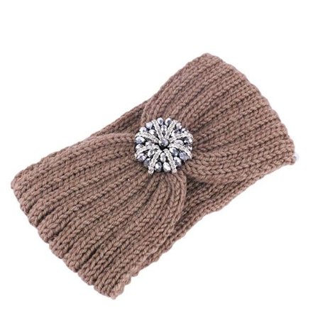 Strikket pandebånd med smukke juvel diamanter sten efterår vinter