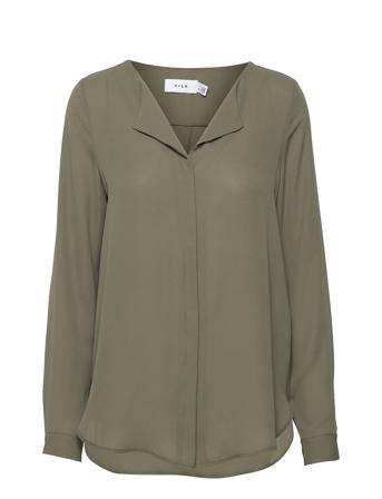 Vilucy L/S Shirt Bluse Langermet Grønn Vila