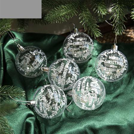 Print Snötryck Julbollsdekor 6 St Xmas Ornament