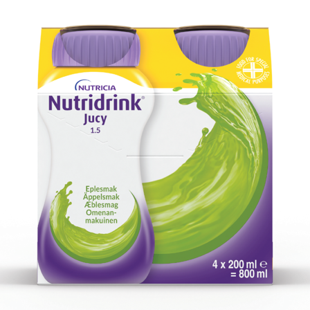Nutridrink Jucy Næringsdrikk, Eple, 4x200 ml