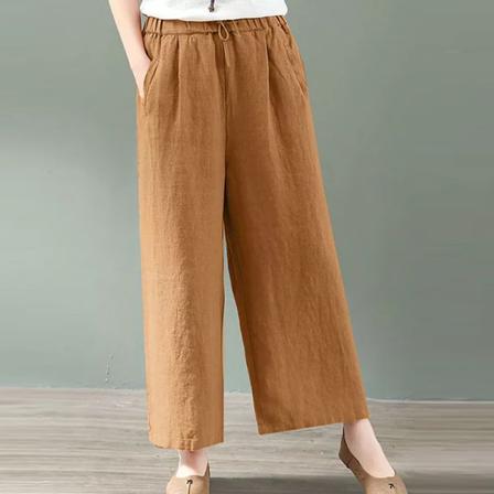 Damer Enfärgad Hög Midja Bred Ben Dragstring Palazzo Pant