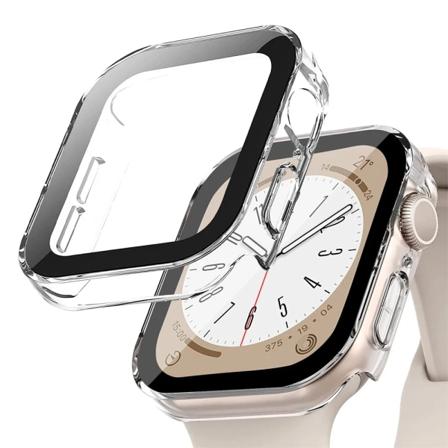 Glas+ cover För Apple Watch case serie 8 7 6 5 4 se 44mm 45mm 41mm 40mm PC Vattentät skärmskydd apple watch Tillbehör Matte clear 10 Series 4654 SE 