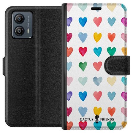 Kompatibelt Lommeboketui til Motorola Motorola Moto G53 Cactus and Friends - Watercolor Love Grid