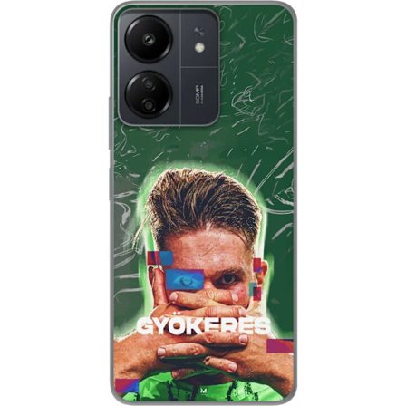 Kompatibelt Mobildeksel til Xiaomi Redmi 13C Lamine Yamal i Barcelona-trøye med neonlys og røde og blå lyn i dramatisk effekt