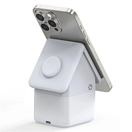 DUZZONA W20 15W 4I1 INDUKTIV OPLADER TIL IPHONE / AIRPODS / APPLE WATCH MED NATLAMPE - HVID