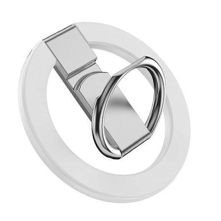 Magnetisk Holder, Greb til, Glitter Rhinestone Mobil Fingerring Hvid