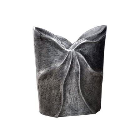 Aluminiumsvase, sølv, 23x8x30cm, antik finish