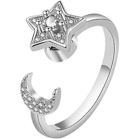 Anti-angst ringe til kvinder, justerbar åbning, fidget spinner ringe, cubic zirconia blomster ringe, spinner ring sæt