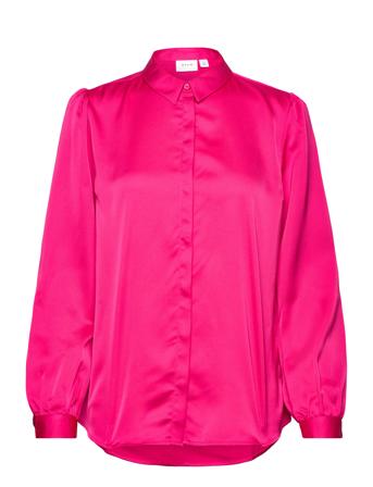 Viellette Satin L/S Shirt - Noos Langermet Skjorte Rosa Vila*Betinget Tilbud