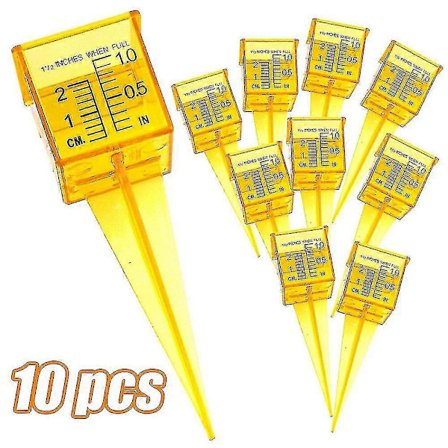 10 stk. 1,5" Regnmåler/Sprinklermåler Bred Åbning Lysegul Vandmålingsværktøj til Udendørs Brug