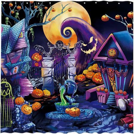 1 stk 72" x 72"" Halloween Before Christmas Dusjforheng Kiste Trick Or Treat Hjem Bad Badekar for Baderom Dekor Ma"