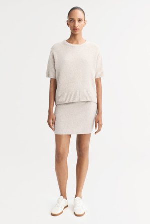 Soft Goat - Short Sleeve Boucle - Women cashmere sweater - L - Greige