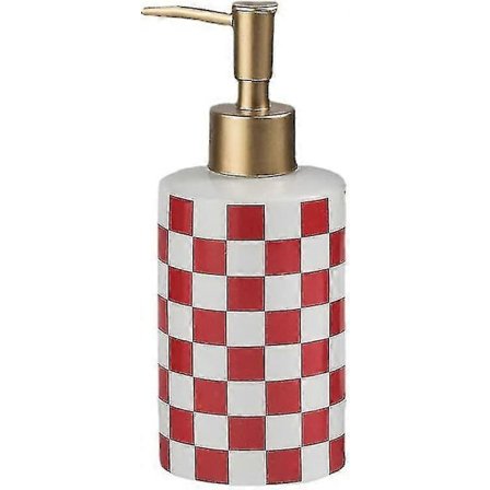 rödRutig Keramisk Tvålpump Med Rostfri Guld Matt Pump Dekorativ Tvålpump