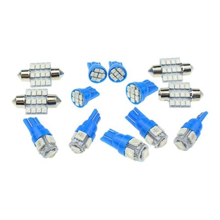 13 stk. kombineret LED-lys indvendigt pakkesæt isblå T10 kuppelkort nummerplade pærer