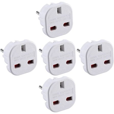 (5-PACK) Reseadapter , UK till EU typ C,E,F (Storbritannien till EU) Resa