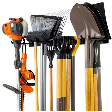 Værktøjsopbevaringsstativ, garagevægmonteret organizer, holder haveredskaber, skovle, river, koste, ledninger og mere