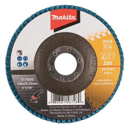 Makita D-74245 Lamellslipeskive 125 x 22,23 mm Z80, Maskintilbehør & forbruk