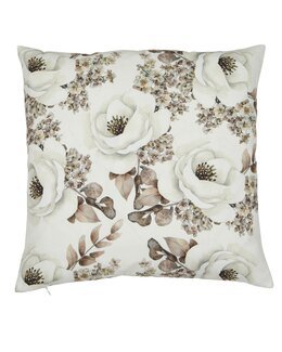 Tyynynpäällinen Cornelia, jossa on painettu kukkakuvio ja raidallinen tausta, 1 kpl Off-white