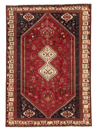 Noué À La Main Ghashghaï Fine Tapis 199X278 De Laine Rouge Foncé/Noir