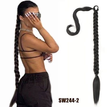 Lang Flettet Hestehale Extension Svart SW244-2 SW244-2