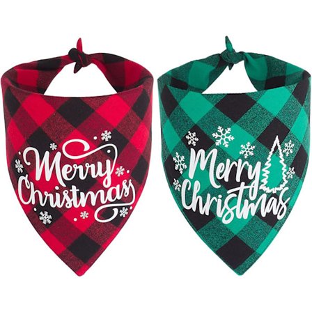 2-pack Hundsnusnäsduk Jul Klassisk pläd för hundhalsduk Triangel Haklappar Tullduk Hund Jul