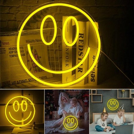Smiley Face Neon Skilt for Dekor LED Nattlys USB Barnegave