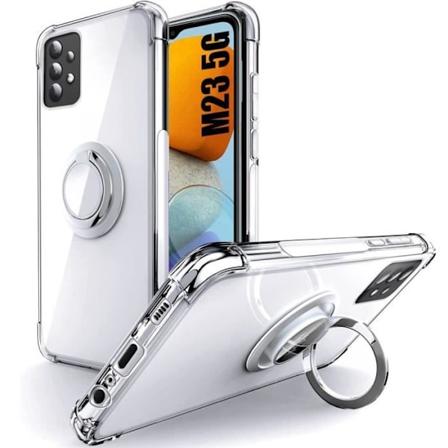 Fodral till Samsung Galaxy M23 5G med 360 graders roterande ringhållare Transparent