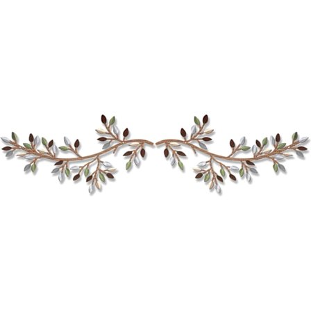 Metall Tre Blad Veggdekor Vinstokk Oliven Gren Veggkunst Smijern Scroll Skulpturer Over Sengen, Stue, Utendørs Dekorasjon Flerfarget 2 Stykker