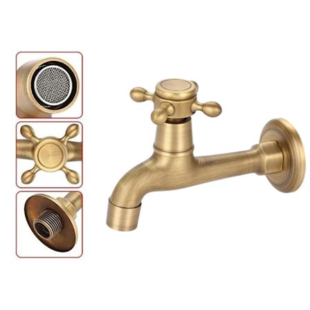 Vask Hane Køkken Badeværelse, Hanehane Antik Vintage Messing Væghængt Sving K