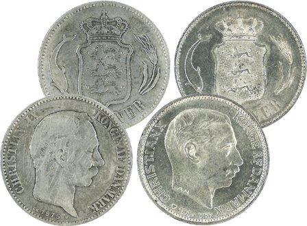 Danmark 1875-1915 - 2 forskellige - 2 kr. sølvmønter