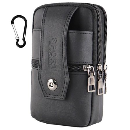 Læder mobiltelefon Fanny pack mænd slid bælte lodret spænde multifunktionel 6,5 "koeskinds telefon taske