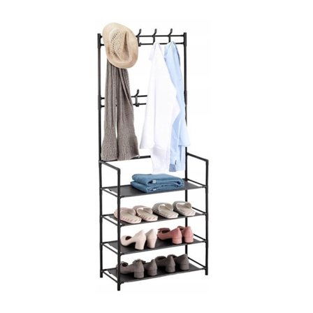 Stativ og skohylde med 4 niveauer og 8 kroge