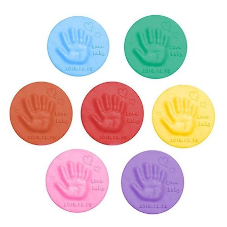 7 Färger Diy Baby Care Hand Foot Inkpad Handprint Footprint Fingerprint Mjuk Lera Fluffy Skum Tillbehör Antistress Barnleksaker För Barn