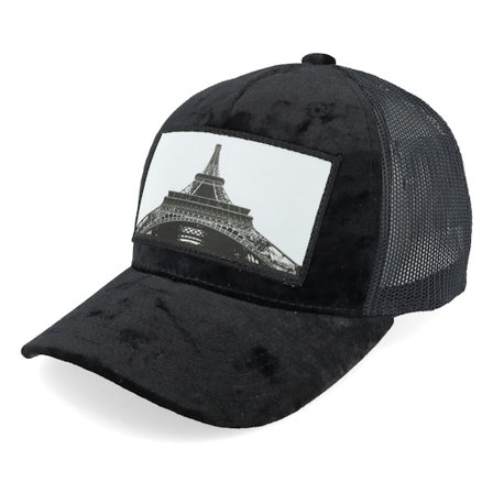 Calza Pennello - Sort trucker Kasket - Kids Eiffel Tower Velvet Black A-Frame Trucker @ Hatstore