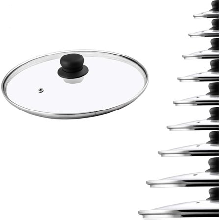 KADAX Glaslock, glaslock för kastrull, 14–30 cm, värmebeständigt lock för kastrull, stekpannlock med plasthandtag, universellt i olika storlekar (f2)