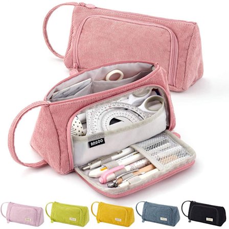 Pink Penalhus med 3 Rum, Penalhus med Stor Kapacitet, Stort Penalhus