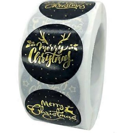 500 stk. Glædelig Jul Guld Folie Etiket Klistermærker