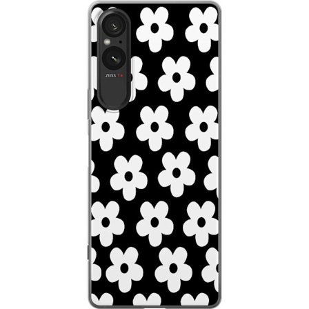 Yhteensopiva Puhelinkuori Sony Sony Xperia 5 V Mustavalkoinen kukkakuvio minimalistisessa skandinaavisessa muotoilussa, jossa voimakas kontrasti ja aj