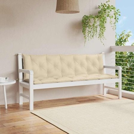 vidaXL Bänkdyna för trädgården beige 180x(50+50)x7 cm oxfordtyg