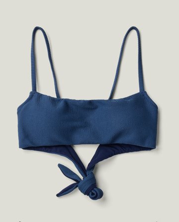 Lexington Tekstureret bikinitop af genanvendt polyesterblanding, mørkeblå