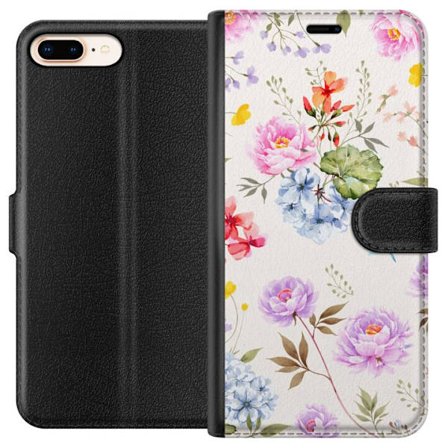 Yhteensopiva Lompakkokotelo Apple Apple iPhone 7 Plus Kukkakuviota käsinmaalatuilla kukilla, perhosilla ja hyönteisillä romanttiseen skandinaavisee