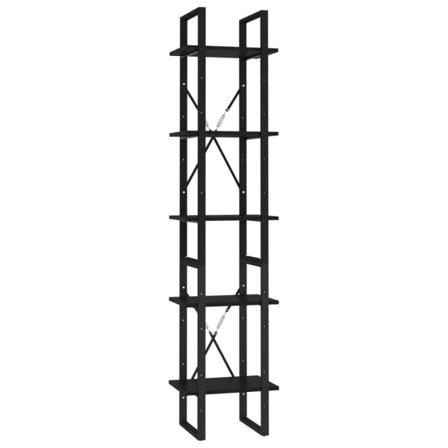 Vidaxl Bokhylla 5 Hyllplan Svart 40x30x175 Cm Konstruerat Trä Svart